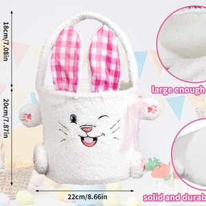 <b>Easter</b> Bunny Plush Basket Candy Egg Holder Soft Rabbit Gift <b>Bag</b> Spring Holiday Kids Treat Container Wholesale - Product Image 4