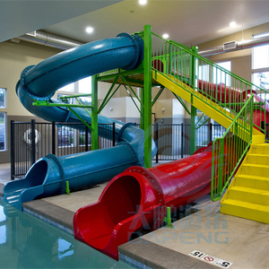 Hồ bơi trượt trượt đôi ống để bán công viên nước thu hút bán buôn sợi thủy tinh 1 bộ nước pháo ống cho 12 năm - Product Image 2