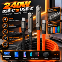 Kabel USB C ke USB C Xput 240W 2 in 1, Kabel Pengisian Cepat dengan Penyangga Ponsel Terintegrasi yang Dapat Disesuaikan, Kabel Tipe C Berbahan Nilon Kepang
