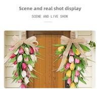 Couronnes décoratives en gros, plantes, tulipes, anneaux floraux lumineux en mousse, pour porte d'entrée, fêtes, mariages, décoration murale, fleurs artificielles