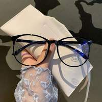Montures de lunettes carrées rétro noires transparentes anti-lumière bleue pour femmes, montures complètes simples, confortables, plates et tendance