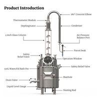 Distillateur d'alcool électrique 120L avec colonne de rectification en cuivre à 4 niveaux et cœur en cuivre intégré pour la production de spiritueux