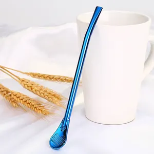 Drinking Straw With Filter Straw Spoon Valentine Food Grade Colorful Yerba Metal Stainless Steel 1 Piece Laser 10 Pcs