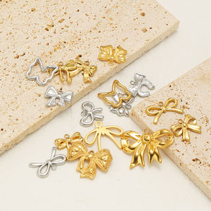 Liontin Baja Anti Karat Berlapis Emas Bentuk Pita, Bebas Karat, untuk Pembuatan Perhiasan, Gelang, Kalung, Liontin DIY - Product Image 1