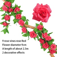Guirlande de roses artificielles suspendues pour décoration murale, fausses plantes en rotin, feuilles, guirlande romantique pour mariage et décoration intérieure