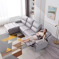 Leder-Ecksofa mit Liegefunktion Komfortables Wohnzimmer-Relaxsofa-Kombination