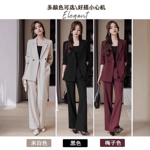 Women's Oversized Blazer Suit Set Polyester Three Quarter Sleeve Spring Anti-Wrinkle Office Lady Style - Product Image 3