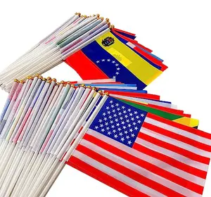 ธงมือถือทำจากโพลีเอสเตอร์ทุกประเทศรองรับธงขนาด20*30ซม.