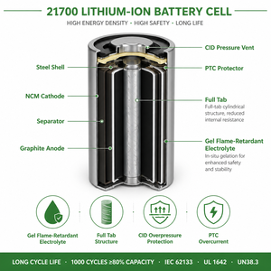 Bevigorオリジナル21700 3.7V 5000mAh 21700リチウムイオン充電式バッテリー 5C高放電パワー 電動自転車バッテリー 3.7V 21700 - Product Image 2