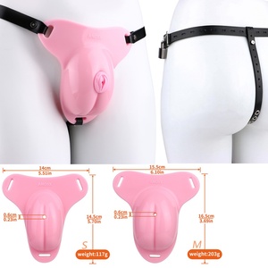 Transvestite Chastity Lock Realistic Vulva Silicone Chastity Pants Penis Restraint Male Anti-ejaculation Chastity Lock Adult <b>Toy</b> - Product Image 1