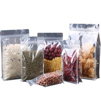 Pochette transparente à fond plat en plastique de qualité alimentaire Offre Spéciale réutilisable avec fermeture éclair pour l'emballage des grains de café