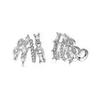 Dylam Minimaliste Irrégulier Élégant Multicouche Cubique Zircon Pierre S925 Boucle D'oreille En Argent Sterling Turc Boucles D'oreilles Pour Les Femmes