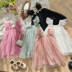 <span class=keywords><strong>Vestito</strong></span> in Rete per Bambine <span class=keywords><strong>con</strong></span> <span class=keywords><strong>Farfalle</strong></span>, Maniche a Volant Estive, Gonna da Principessa, Abbigliamento Dolce per Bimbe - Product Image 2
