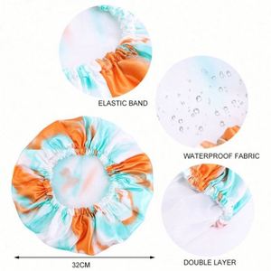 Bonnet de Douche Imperméable Double Couche Tie-Dye de Luxe pour Femme, Idéal pour Salon de Coiffure - Product Image 2