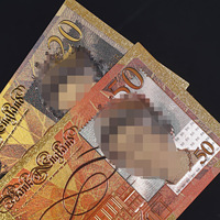 Venta Especial 2026: Juego de 4 Billetes de Libra Esterlina Británica con Baño de Oro de 24K para Colección