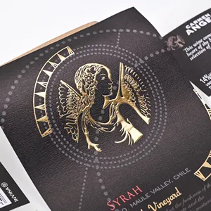 kundendefinierter logodruck fabrik beliebtester goldfolien-aufkleber wein getränk hochwertiger selbstklebender aufkleber