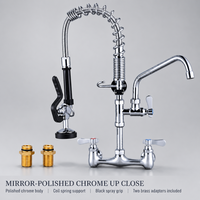 Robinet de pré-évier mural commercial avec pistolet de pulvérisation et bec orientable pour restaurant