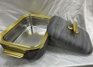 Olla térmica rectangular <span class=keywords><strong>de</strong></span> 4L con diseño <span class=keywords><strong>de</strong></span> madera único para calentar comida, ideal para la cocina del hogar. - Product Image 4