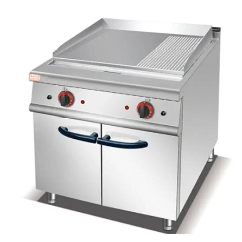 Grill à gaz plat de 48 pouces en acier inoxydable 1/3, rainurage 2/3, avec armoire, pour restaurant commercial, 1 pièce