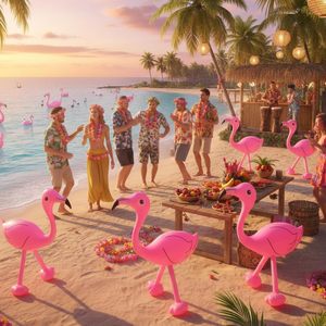 6 <span class=keywords><strong>d</strong></span>écorations de fête gonflables en forme de flamants roses - Accessoires gonflables en PVC de 22 pouces pour piscine, plage, luau et événements <span class=keywords><strong>d</strong></span>'anniversaire - Réutilisables - Product Image 6