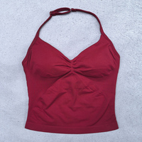 Ensemble de 2 pièces pour femmes : Hauts dos nu à bretelles et shorts taille haute sans couture, tenue de sport et de fitness sans bretelles