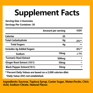 Wholesale Price <b>Turmeric</b> Ginger Gummies with <b>Turmeric</b> Root Extract Boosts Skin Health and Promotes Mobility Flexibility Gummies - Product Image 2