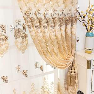 Rideaux de fenêtre et draps en chenille sur mesure avec rideaux assortis pour le salon, broderie - Product Image 3