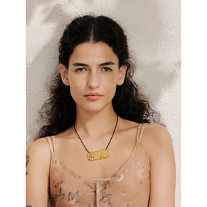 JINYOU 2210 declaración 80cm tendencia libre de deslustre joyería larga PU cuero Acero inoxidable rectángulo colgante moda babero collar - Product Image 4