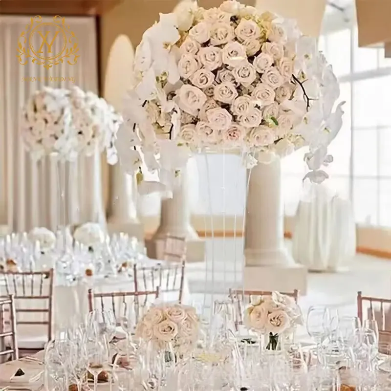 Soporte de flores de mesa de acrílico transparente para fiesta, boda, Hotel, banquete, mesa, centro de mesa, decoración