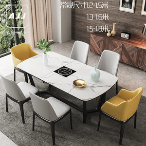 AJJ T01C Nordic solid wood folding retractable mirrored dining table and chair combination dining table simple modern table