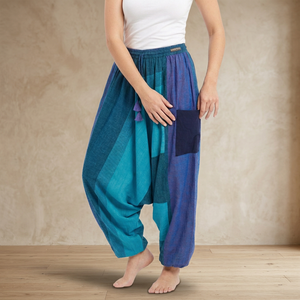 Women's Boho Stylish Harem <b>Yoga</b> Pants Patchwork Elastic Waist Summer Cotton with Fancy Pockets Streetwear <b>Trousers</b> - Product Image 2