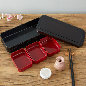 Boîte à bento japonaise en plastique, multi-compartiments, avec couvercle, rectangulaire, couleur unie, pour repas à emporter - Product Image 1