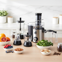 Penjual Terbaik 1000W Stainless Steel 4 in 1 Ekstraktor Jus Elektrik dengan Mangkuk Pengolah Makanan Penggiling Daging Juicer Komersial