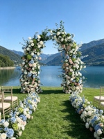 Arche florale de mariage de luxe bordeaux en soie, décoration d'événements et de fêtes, haute simulation, légère, vente en gros