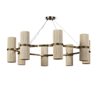 Lustre moderne américain simple en corde et laiton avec abat-jour en tissu, pour salon, maison, E27, LED, suspension au plafond