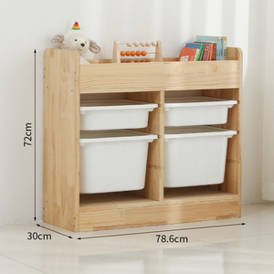 Mobiletto Organizzatore Giocattoli in Legno di Pino Massiccio Naturale Ecologico per Cameretta Bambini, <span class=keywords><strong>Scaffale</strong></span> <span class=keywords><strong>Montessori</strong></span> per Asilo Nido - Product Image 4