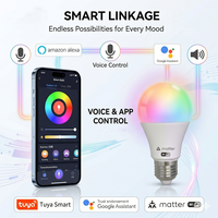 Ampoule LED Intelligente Tuya RGB E27 9W WiFi Dimmable Compatible Alexa/Google Home Sans Hub IRC 80 Température de Couleur 2700-6500K Garantie 1 An AC Large Gamme