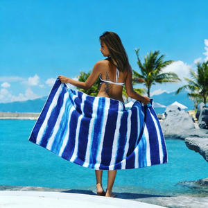 Serviettes de plage personnalisables en microfibre recyclée, serviettes de plage d'été à motifs longs et écologiques - Product Image 4