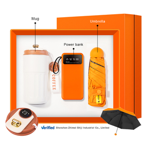 Business Corporate Promotional Gifts Set Box Mug with Temperature Display 10000mAh Power Bank with Phone Stand Mini Umbrella