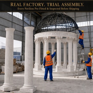 Gazebo Europeo Grande YOUFINE Tallado a Mano en Mármol con Estatuas de Cariatides y Columnas de Hierro Dorado con Cúpula <span class=keywords><strong>para</strong></span> Jardín de Palacio - Product Image 4