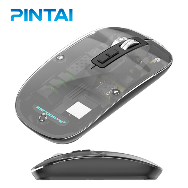 Mute Mouse Dual Mode Transparent Wireless Mouse Slim Mouse Rechargeable for Laptop PC