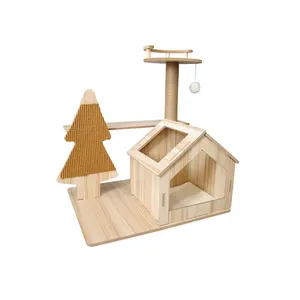 Meubels Huisdier Krabber Klim Kat Boom Toren Platform Huis Groot Houten Luxe Hout Duurzame Echte Tak Katten Dieren C482