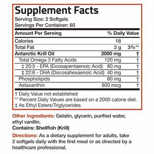 OEM Aceite de Krill Antártico 2000mg Suplemento de Aceite de Pescado, Fosfolípidos de Astaxantina EPA DHA, Previene el Corazón Coronario Adultos - Product Image 3