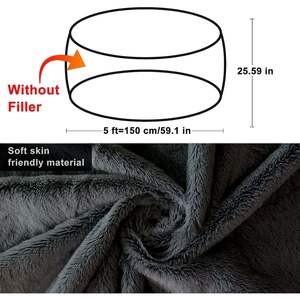 Funda de Sofá Tipo Puff de Terciopelo Suave y Esponjoso, Redonda, Extra Suave, Moderna, para Hogar u Oficina, Cojín Individual, Color Negro - Product Image 3