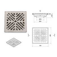 Joyhoo - Drenaje de Ducha de Alta Calidad para Baño, Acero Inoxidable SUS304, Acabado Cepillado, Antiolor, Drenaje de Piso Cuadrado de Latón Natural de 4 Pulgadas (100 mm)