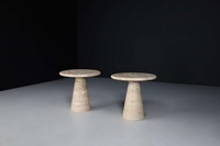 Table basse ronde en pierre de travertin de salon de Style italien nordique, Table d'appoint circulaire moderne en travertin ou Table basse