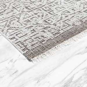 GreHand Knotted 100% New Zealand Wool Rug | Ivory Gray Geometric Tribal Rug | Modern Vintage <b>Carpet</b> - Product Image 4