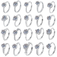 Bague de mariage en argent sterling S925 certifiée GRA, en forme de cœur, avec moissanite de 1 carat, pour femmes, bijoux en argent tendance, vente en gros.