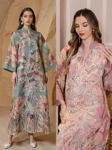 Vestido Abaya con lentejuelas estampadas en oferta, disponible en stock. |   Nuevo Vestido Largo Elegante con Lentejuelas, Venta al Por Mayor de Fábrica - Product Image 2
