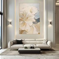 Diptyque botanique minimaliste moderne, peinture à l'huile faite à la main, texture épaisse, couteau à palette, art mural 3D sur toile pour salon